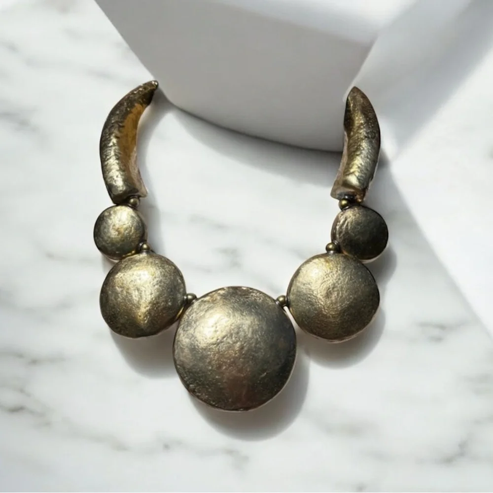 Bold Gold Statement Necklace vintage brass boho style